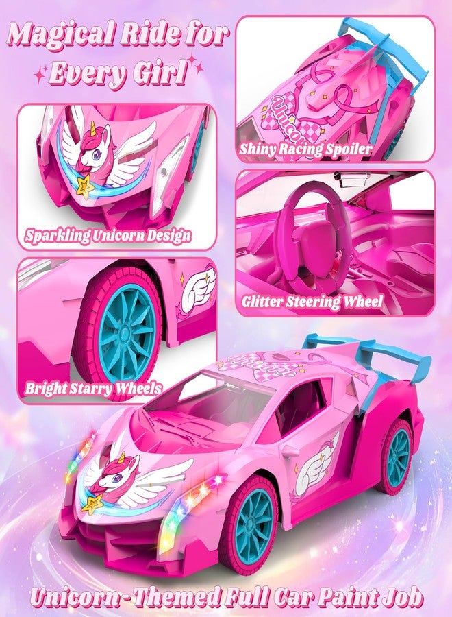 Tqeieu Unicorn RC Car for Girls, Rainbow Glow & Drift Wing Remote Control Car,2.4GHz RC Cars 1:18 Scale,Kids Toys Age 3 4 5 6 7 8 9 10 11 12,Girls Birthday Gifts,Christmas Basket Stuffers for Kids Age 3-12 - Image 4